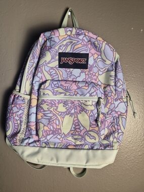 JanSport Pastel Floral Backpack - Lavender, Light Green, Pink
